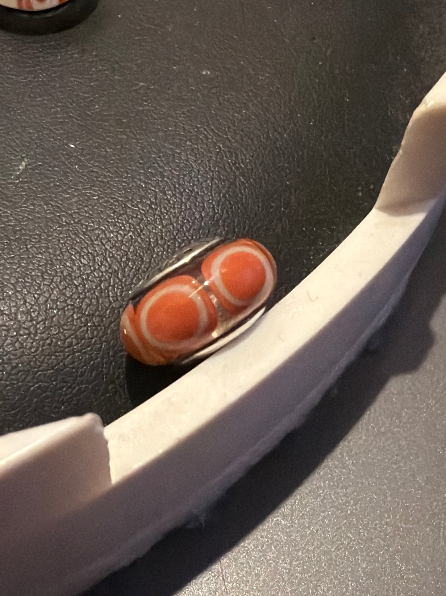 Genuine Pandora Orange Bullseye Stepping Stones Murano Glass Charm
