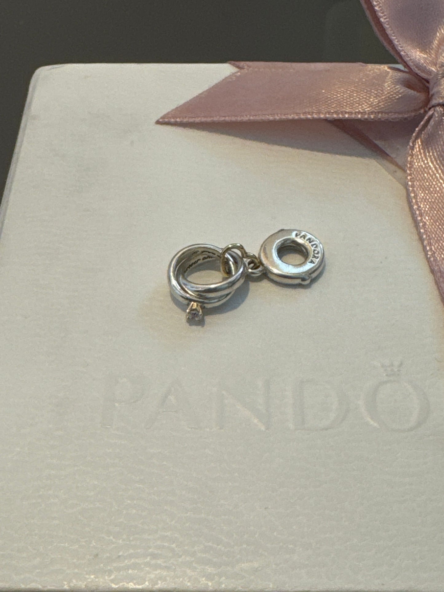 Genuine Pandora Two Tone Gold Wedding Rings Dangle Charm