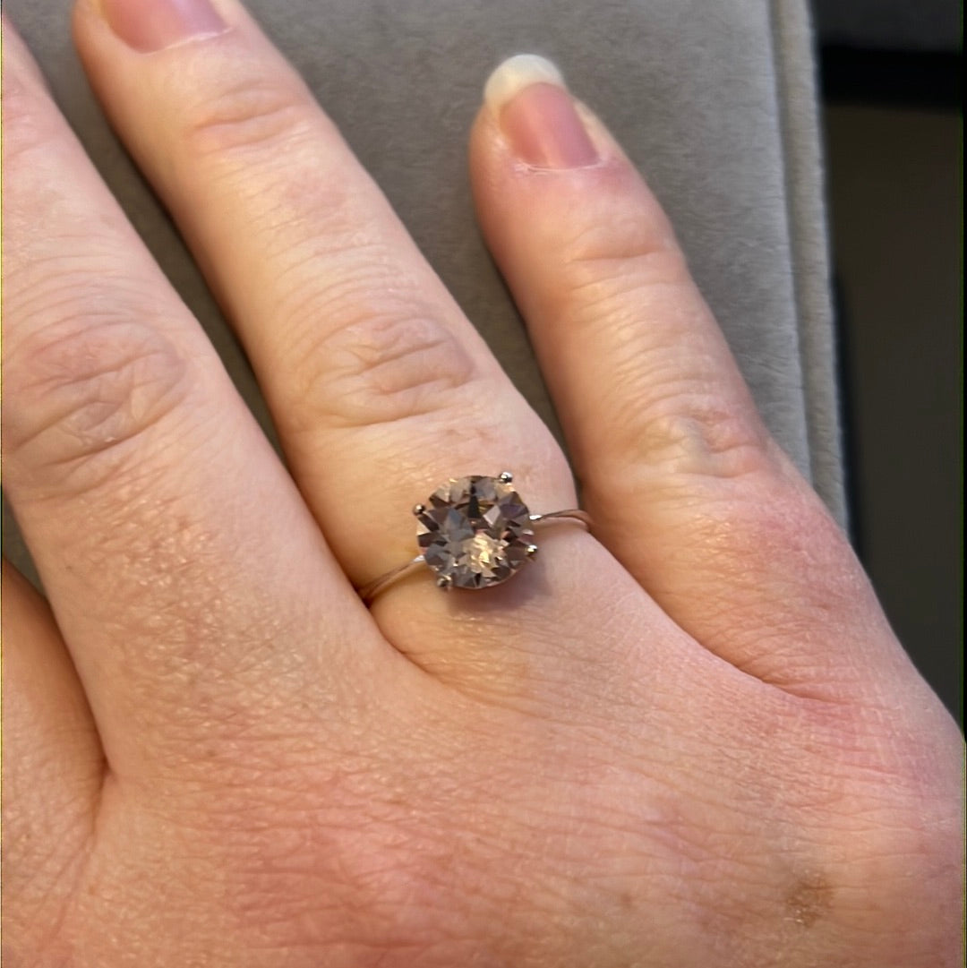 Sterling Silver Pink Circle CZ Ring 54