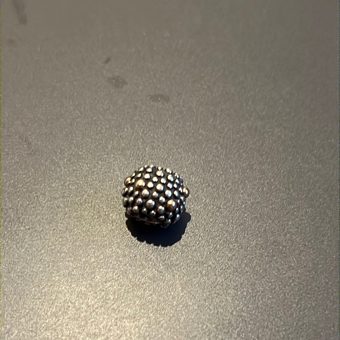 Genuine Pandora Two Tone Beaded Moss Dotted Charm Rare HTF
