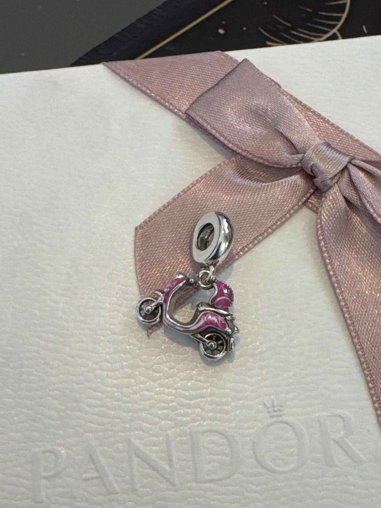 Genuine Pandora Pink New Style Scooter Moped Vesper Charm Italian