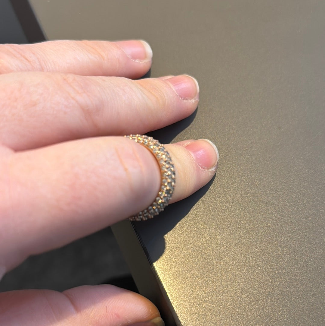 Genuine Pandora Rose Gold Pave Timeless Double CZ Ring Size 54