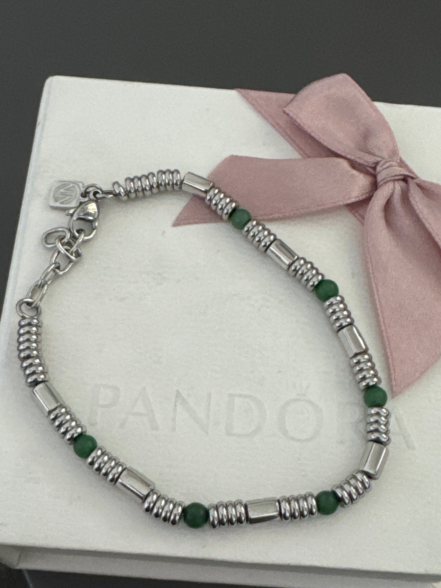 Genuine Nomination Stainless Steel With Green Stone Bracelet Adjustable 18.5cm-21cm