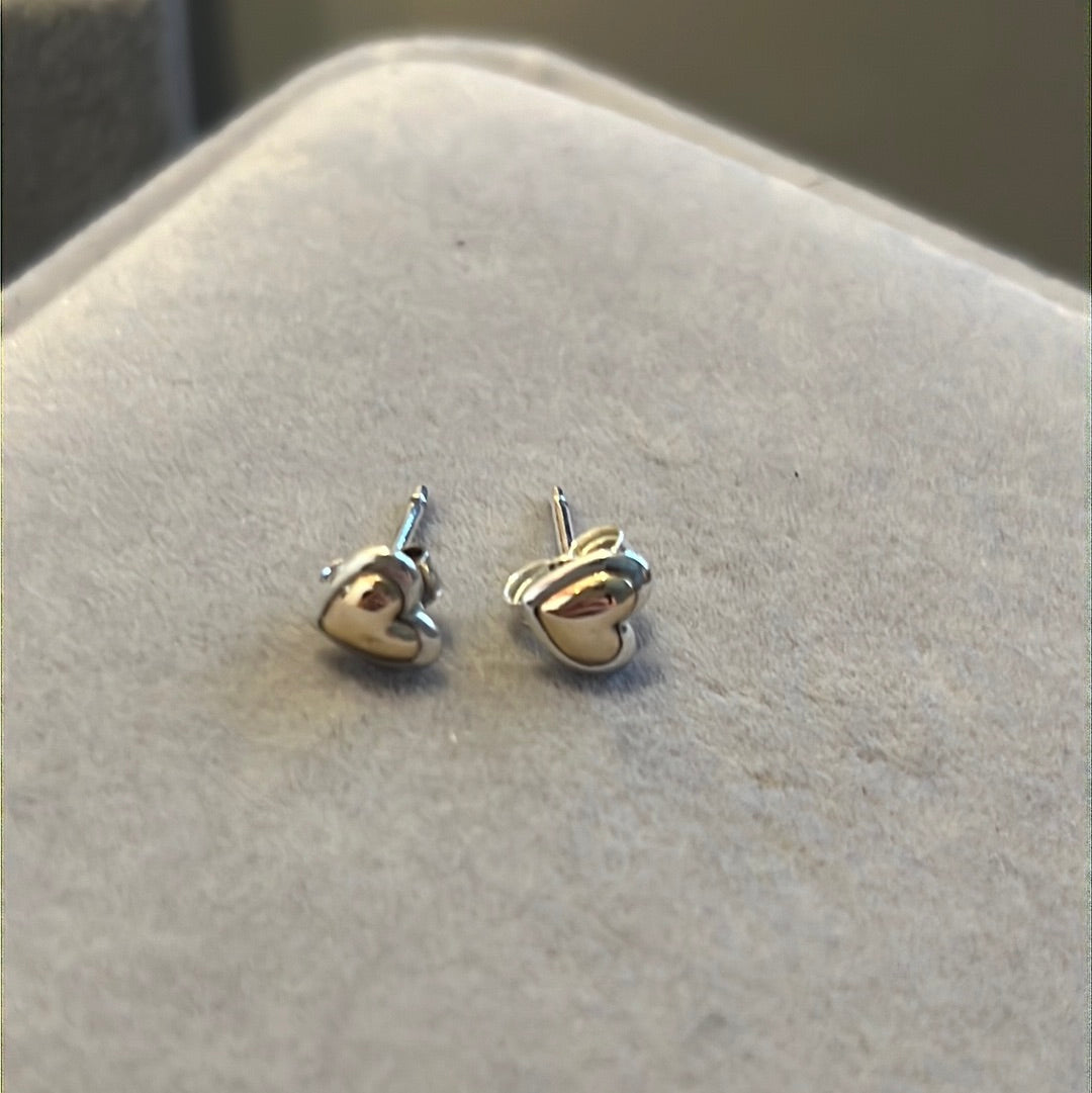 Genuine Pandora Two Tone Gold Heart Earrings