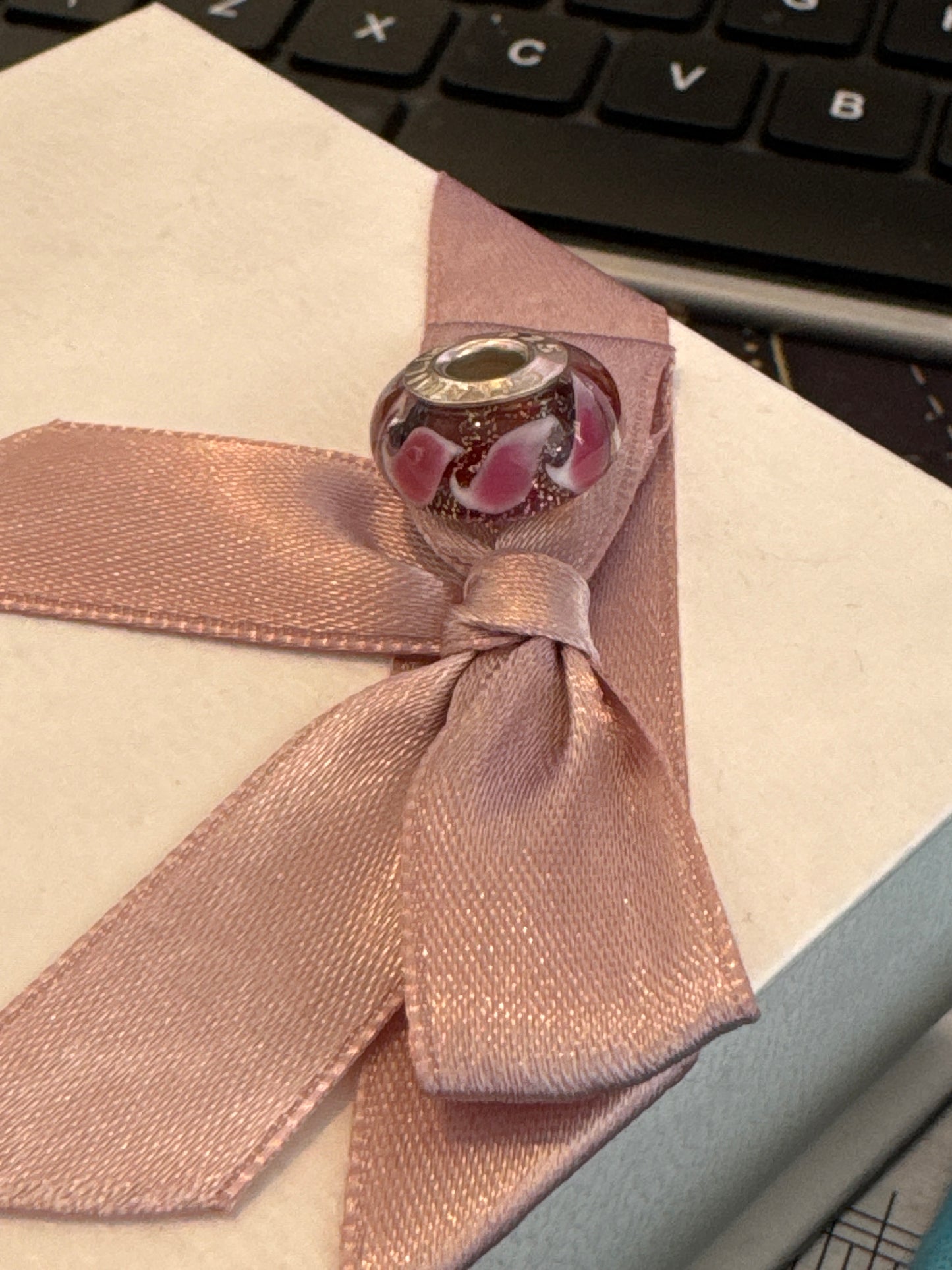 Genuine Chamilia Sparkle Purple and Pink Murano Charm