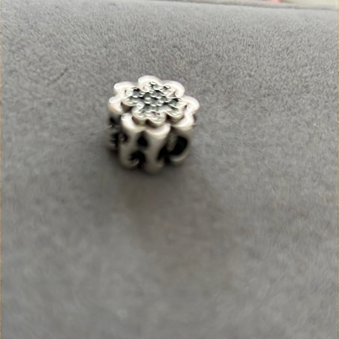 Genuine Pandora Splittable Pave Clover Charm 2 in 1