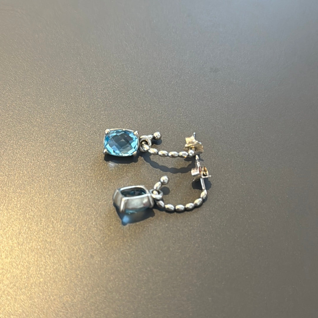 Genuine Pandora Topaz Breeze Beaded Dangle Hoops RARE HTF Earrings