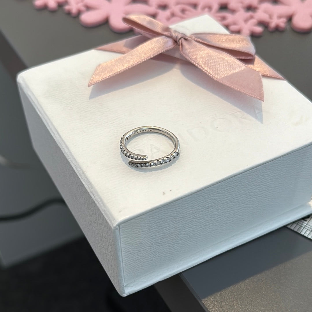 Genuine Pandora Pave Line Clear CZ Stone Ring Size 56