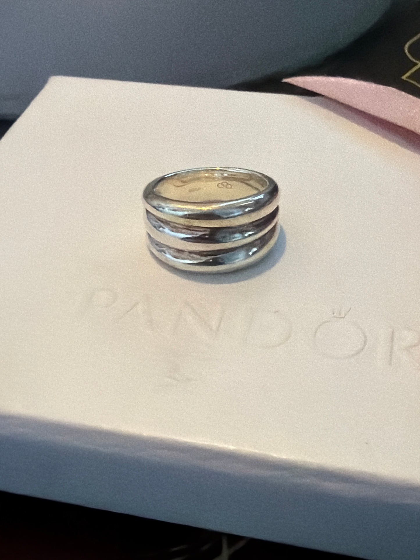 Genuine Links of London Sterling Silver Hope Triple Layer Ring in Size 54 HTF