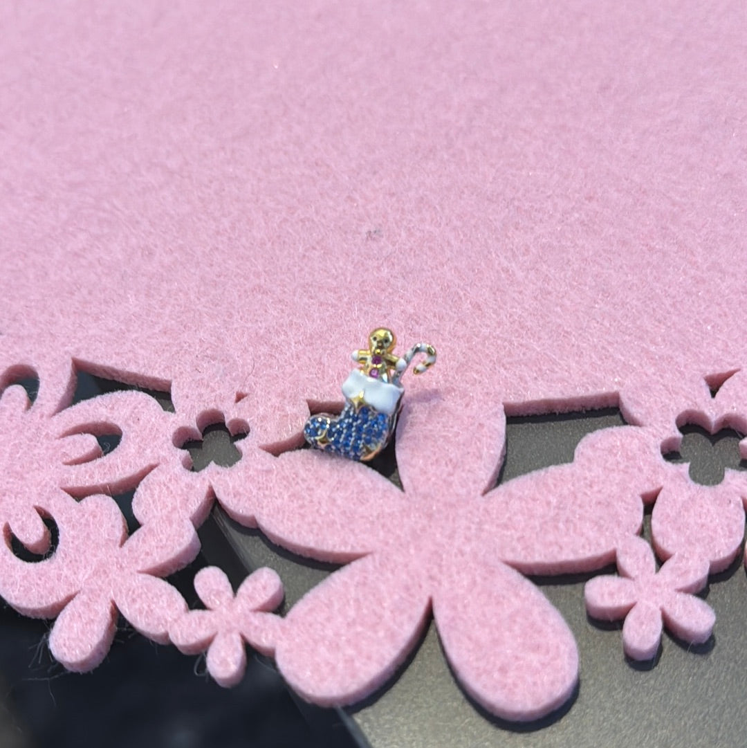 Genuine Gnoce Enamel Christmas Pave Blue Stocking Charm