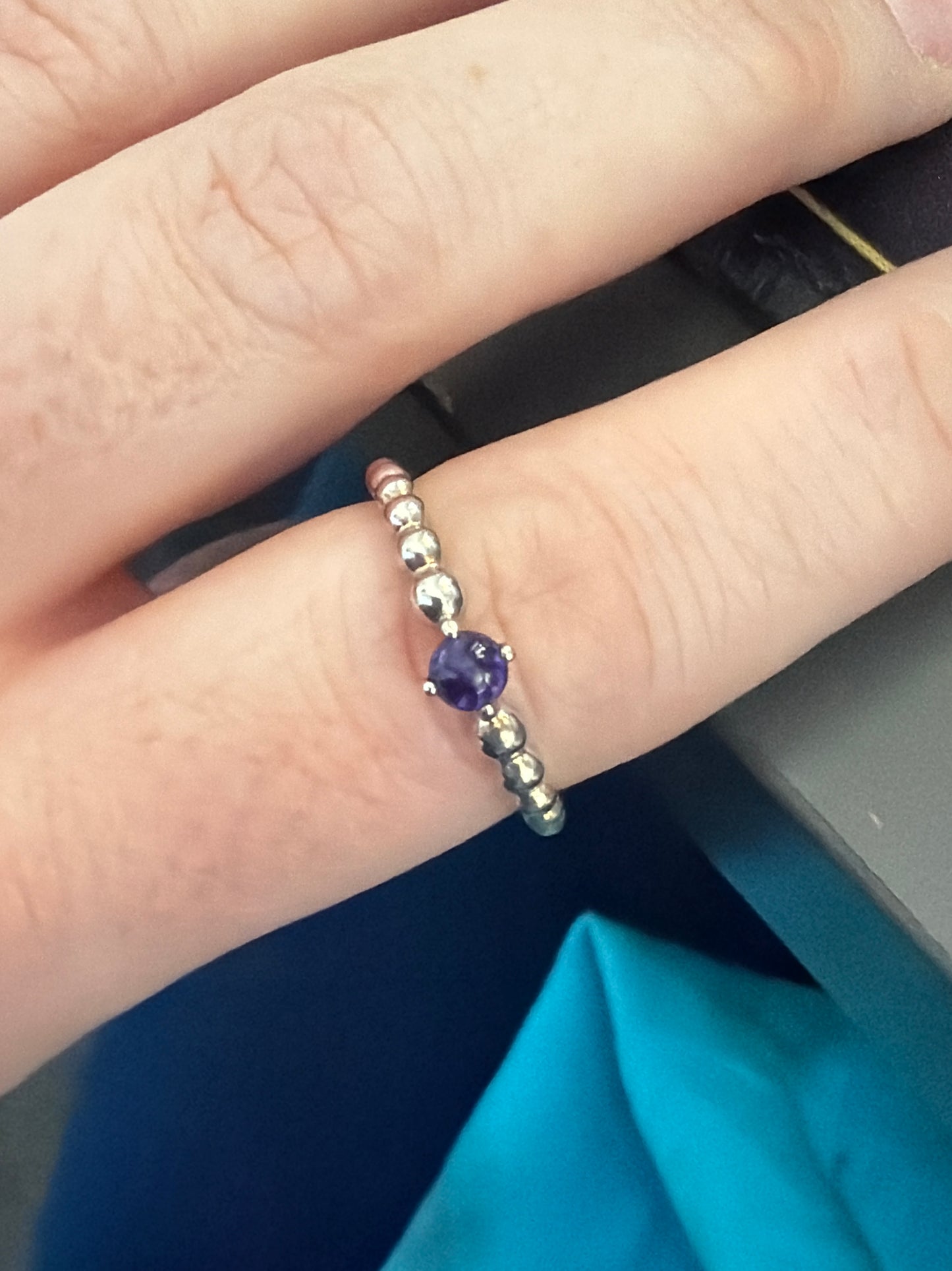 Genuine Pandora February Purple Birthstone Ring New Style Beaded