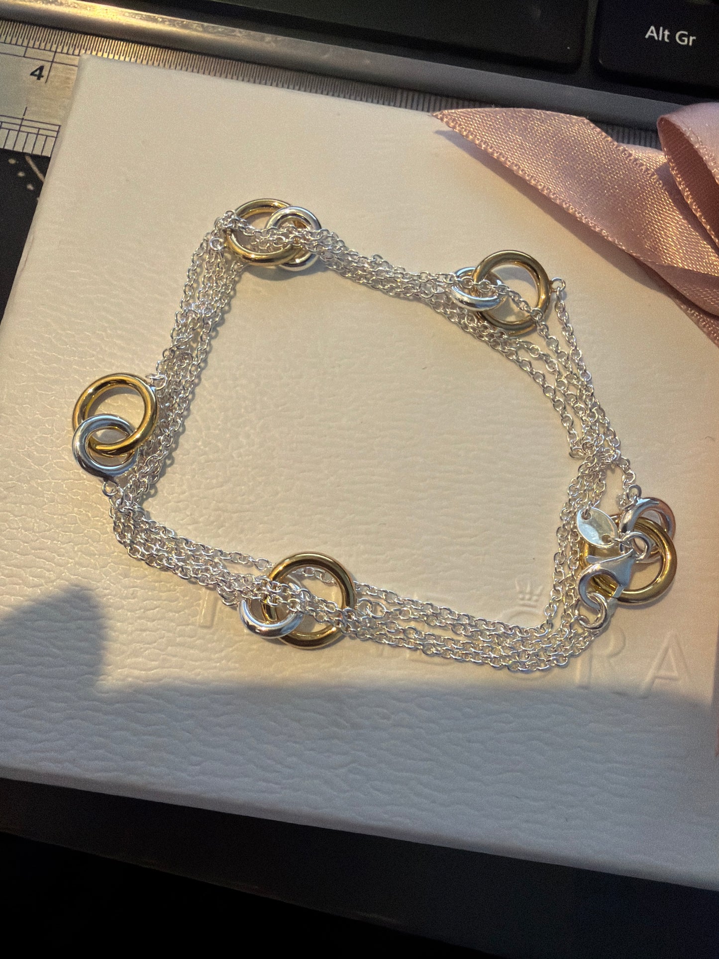 Genuine Links of London Two Tone Circle Link Long Necklace 80cm