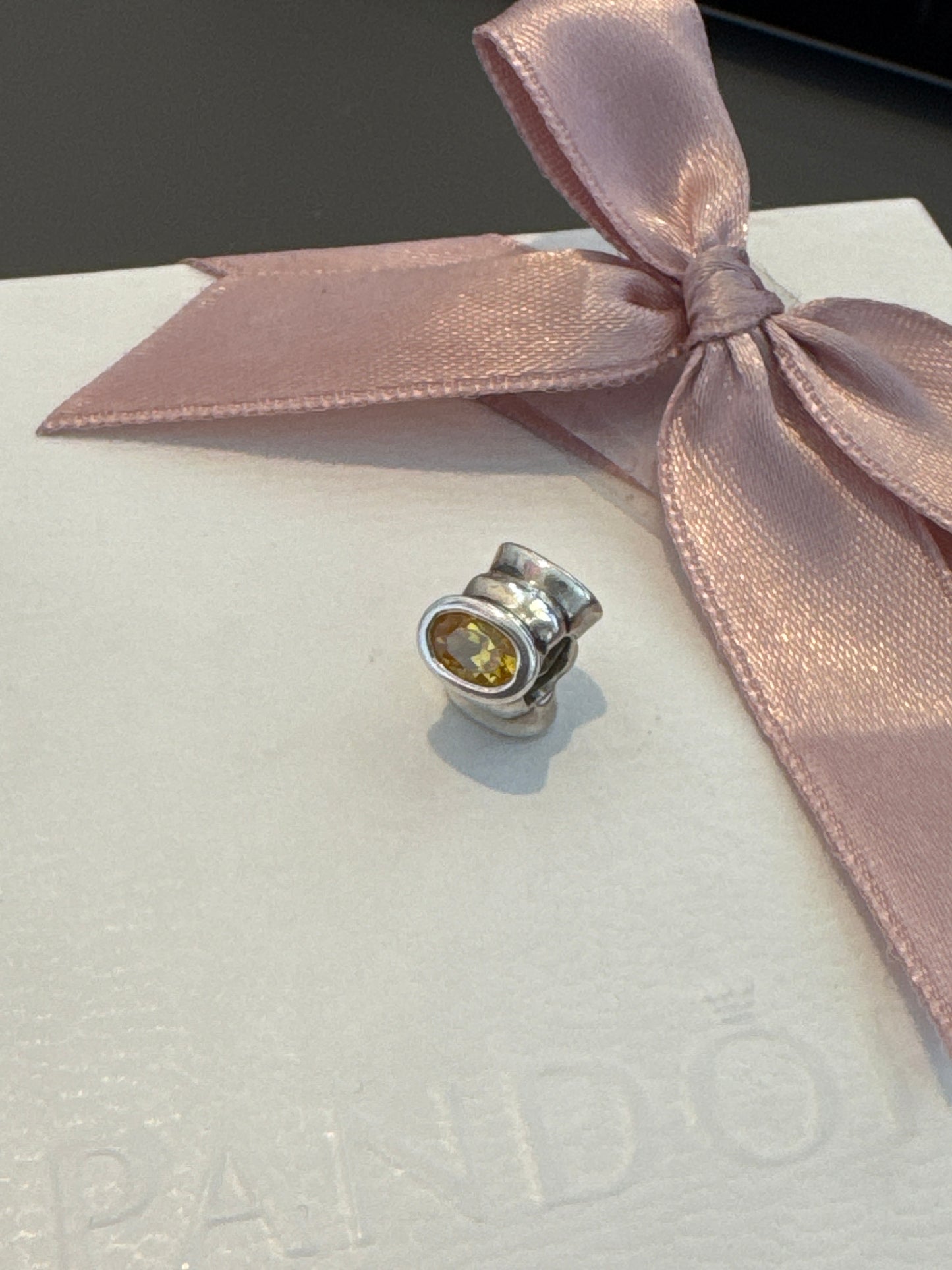 Genuine Pandora Oval Light Charm Yellow Citrine Skies Trilogy