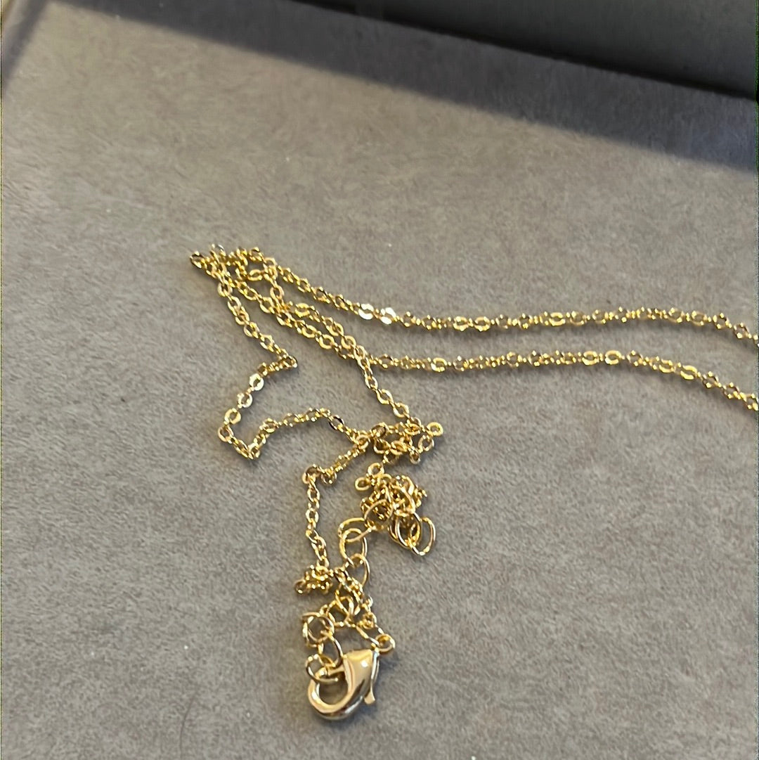 Brand New 14ct Gold Plated Lucky Elephant Necklace Green Gemstone 45cm