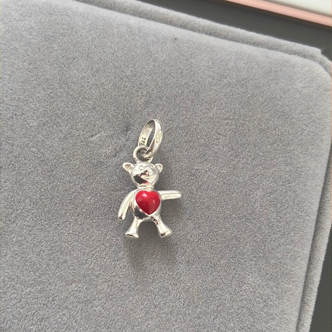 Genuine Links of London Teddy Bear With Enamel Heart Animal Charm