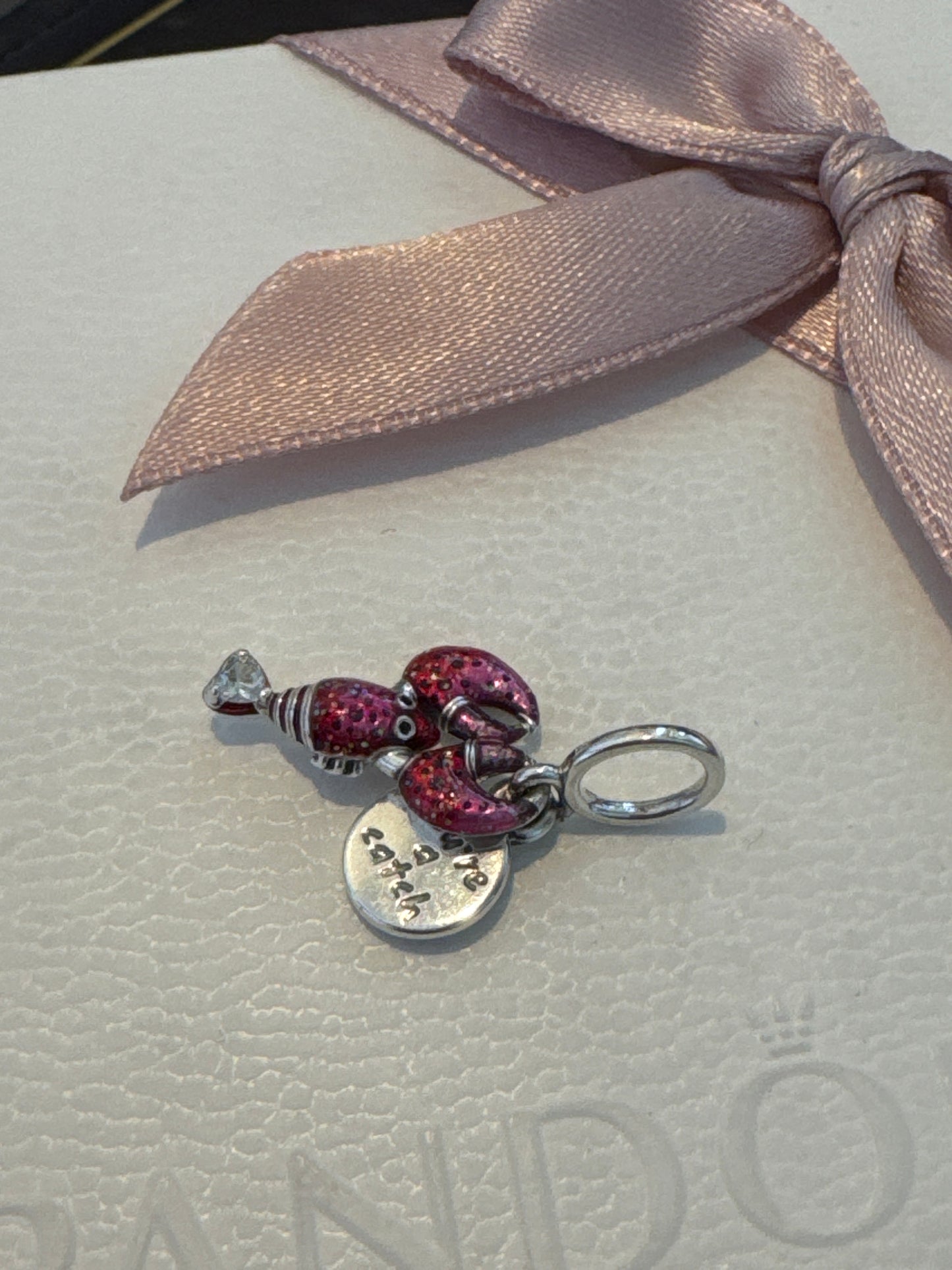 Genuine Pandora Lobster 'you are a catch' Dangle Enamel Charm