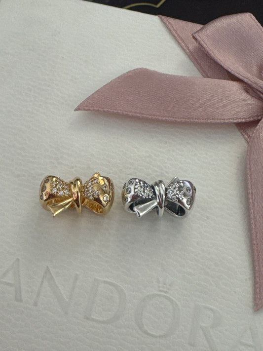 Genuine Pandora Sparkling Pave Bow New Style Charm