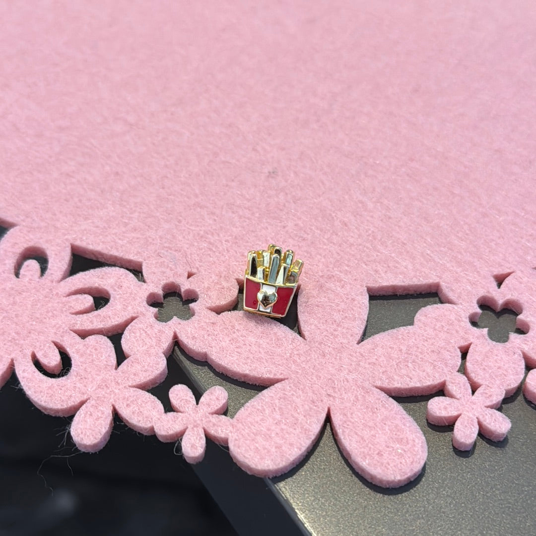Genuine Gnoce Gold Pave Fries Food Charm