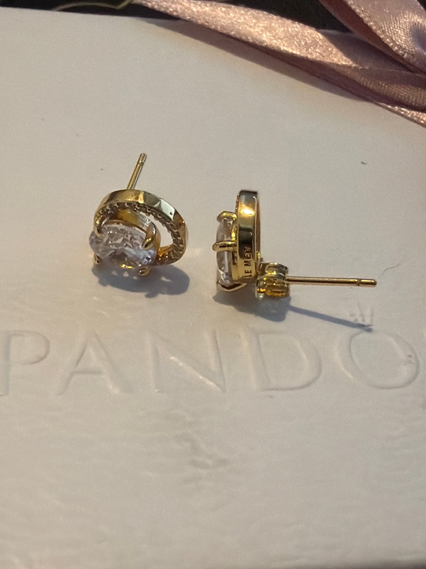 Genuine Pandora Shine Gold Pave Sparkling Halo Circle CZ Earrings