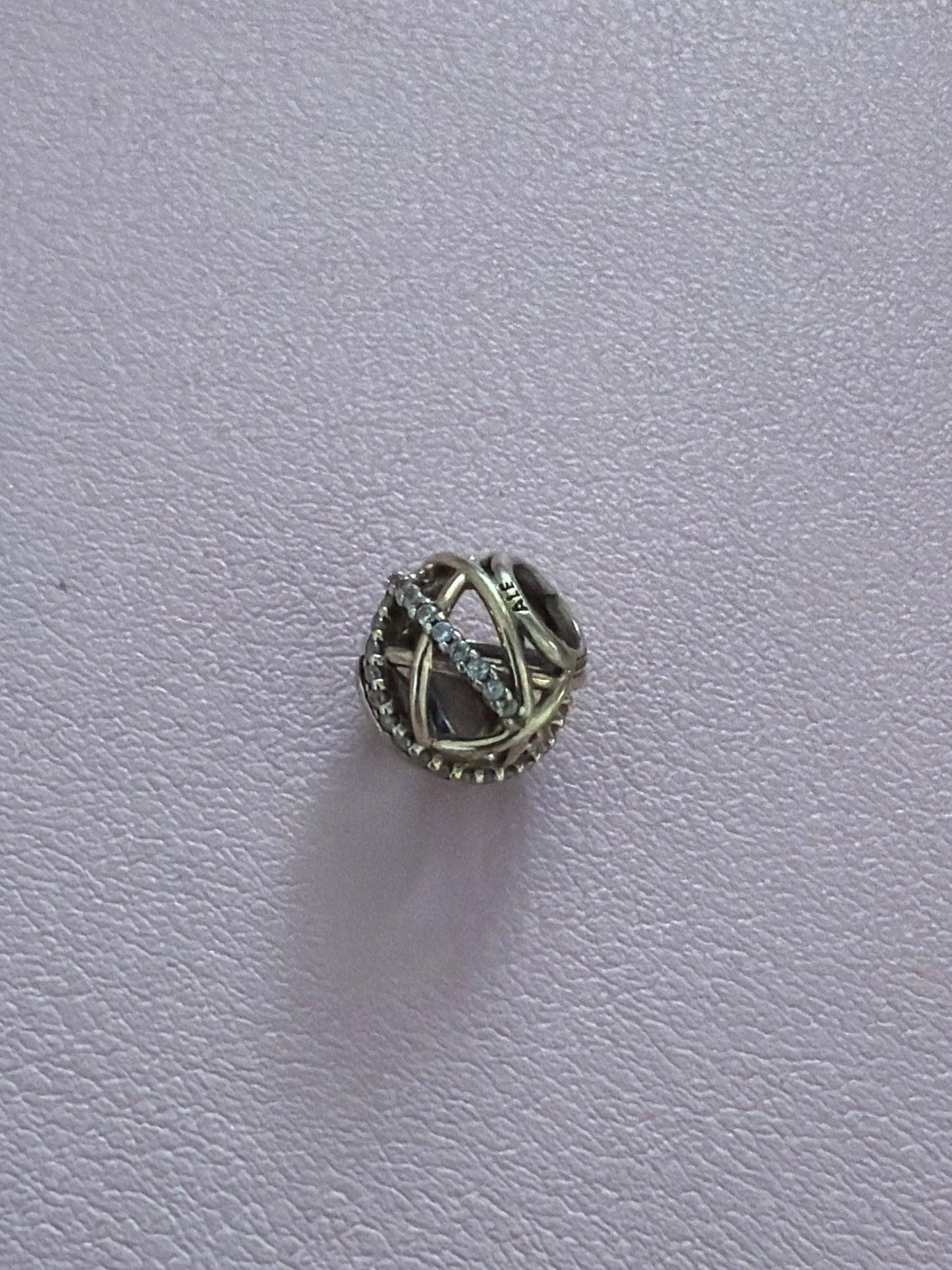 Genuine Pandora Solid Gold G585 Galaxy Pave Line Open Charm