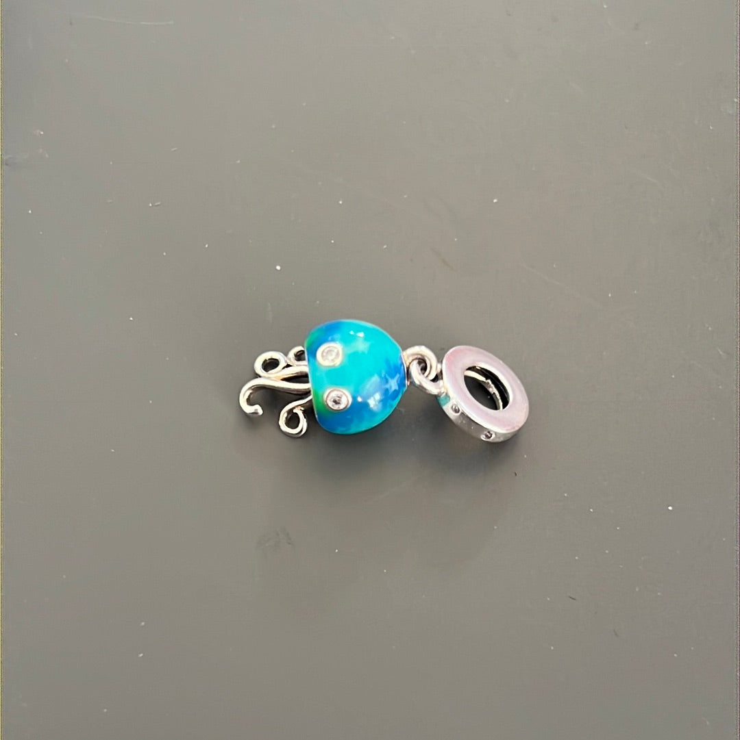 Genuine Pandora New Summer Ocean Blue Jellyfish Dangle Charm