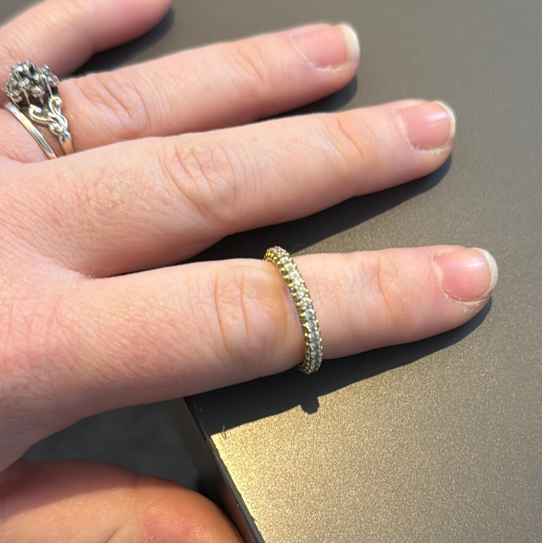 Genuine Pandora Shine Gold Pave Timeless Single CZ Ring Size 54