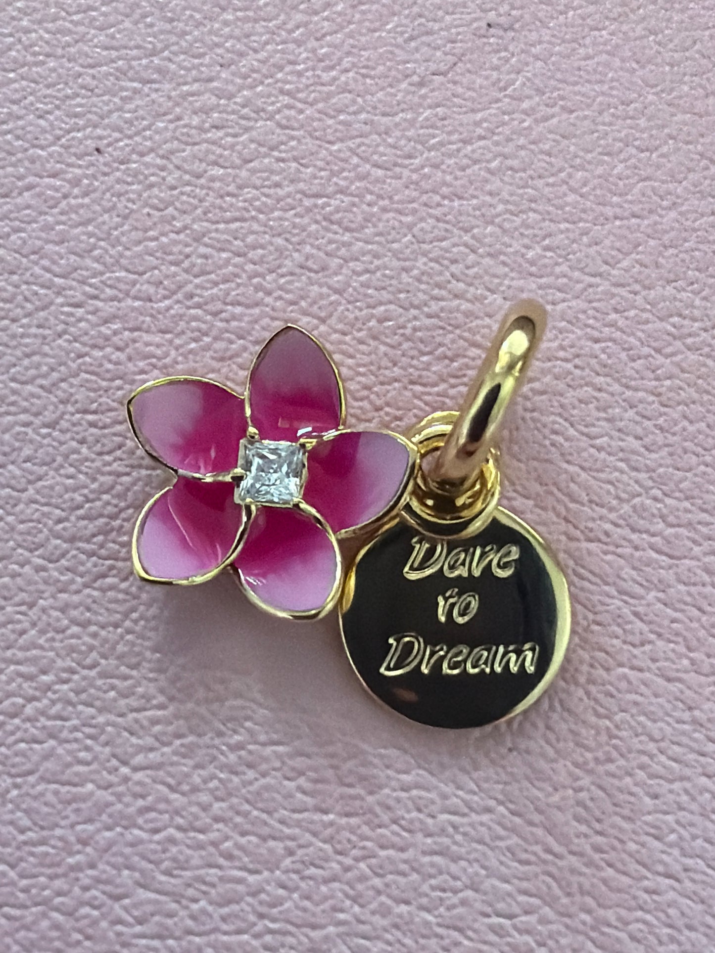 Genuine Pandora Disney Moana Pink Enamel Hibiscus Flower Pendant