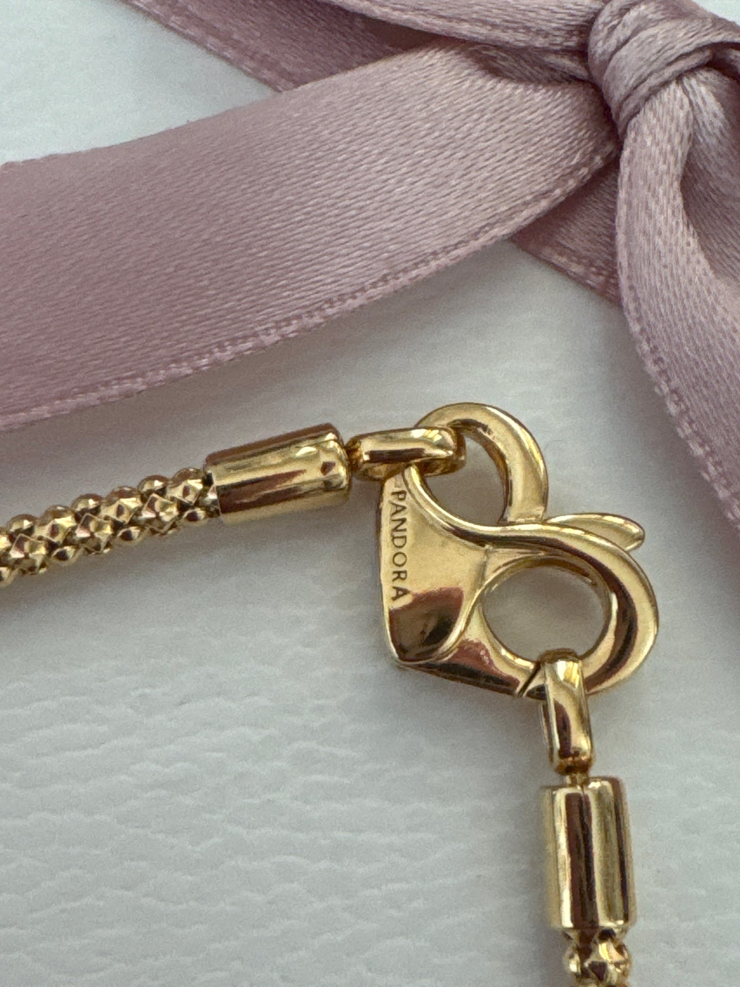 Genuine Pandora Rose Gold Plated New Style Studded Chain Heart Clasp 19cm