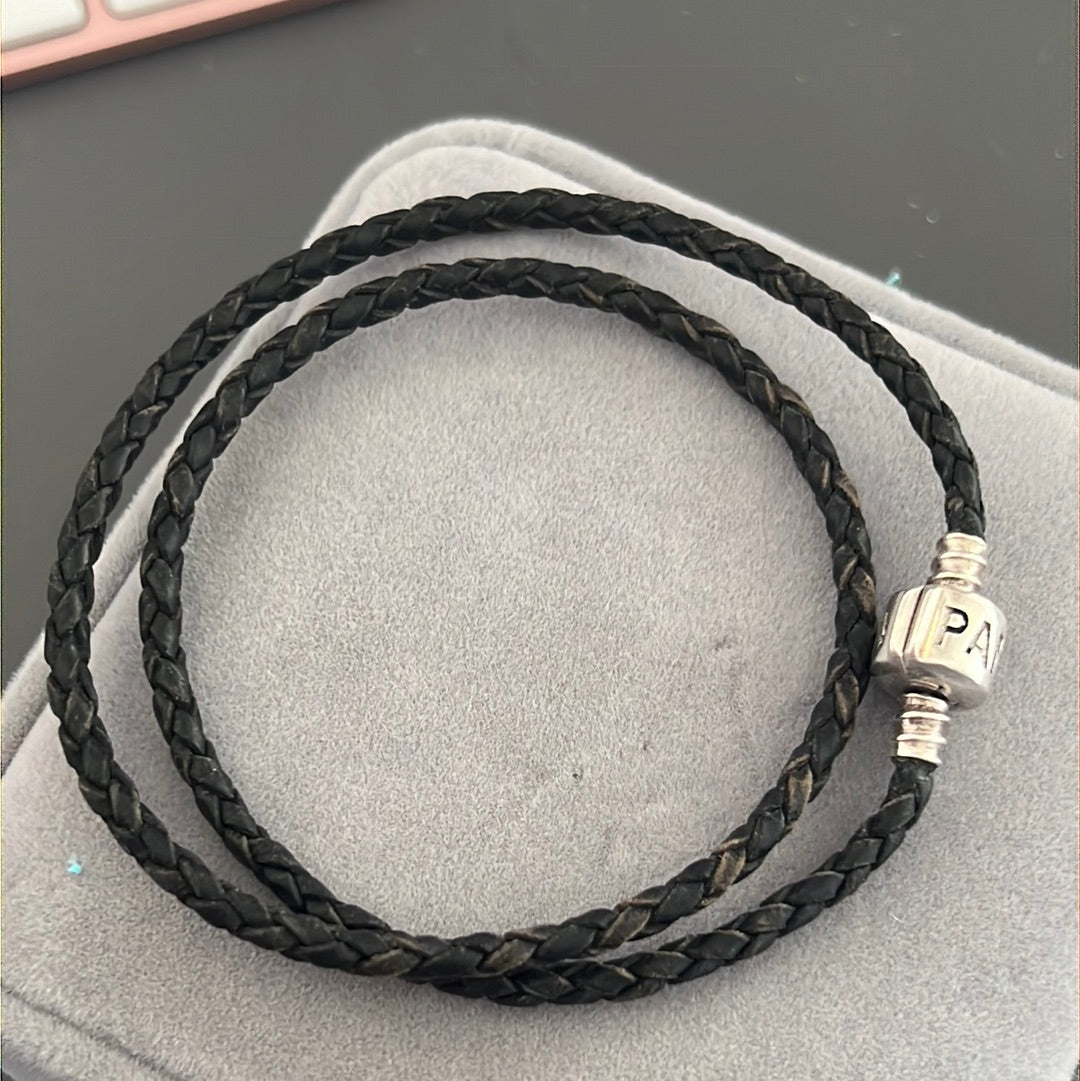 Bundle of 3 Leather Bracelets Tan Brown and Black