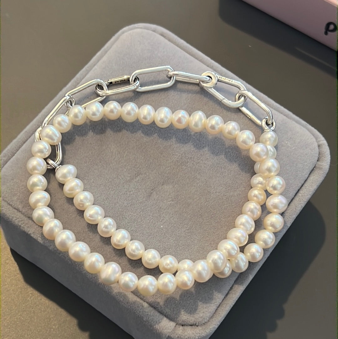 Genuine Pandora Me Treated Freshwater Cultured Pearl &  Link Chain Necklace 45cm