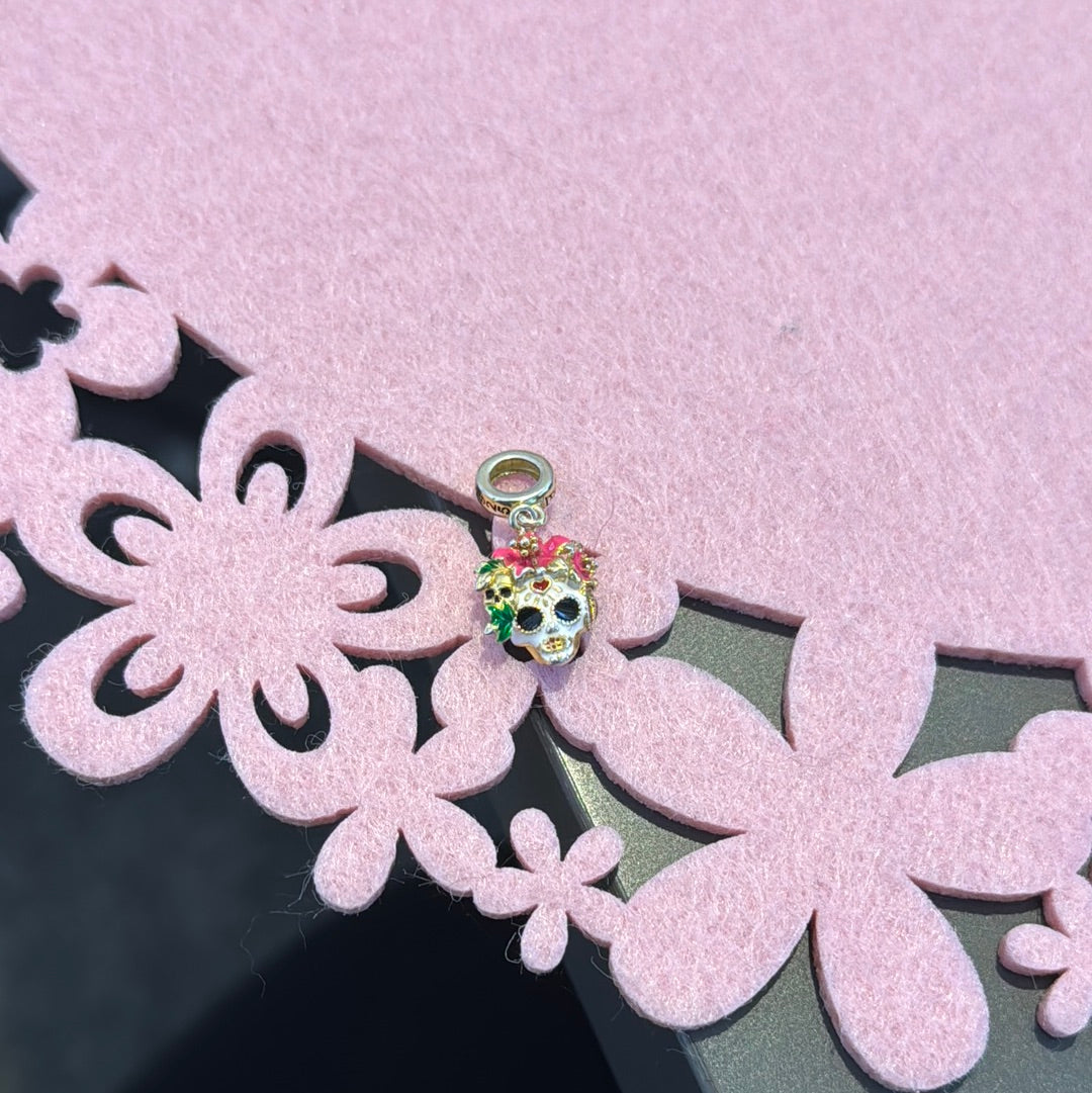 Genuine Gnoce Enamel Gold Dangle Skull Enamel Dangle Charm