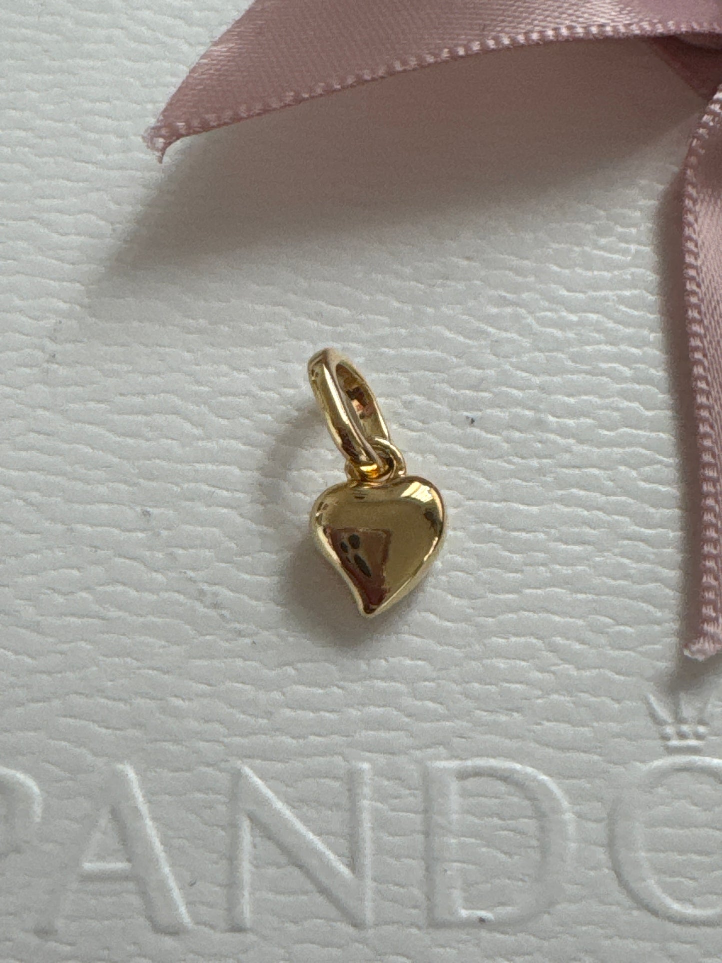 Genuine Pandora Shine Gold Mini Heart Dangle Charm
