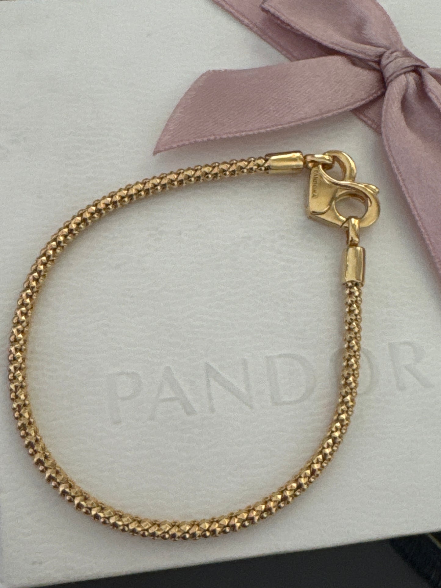 Genuine Pandora Rose Gold Plated New Style Studded Chain Heart Clasp 19cm