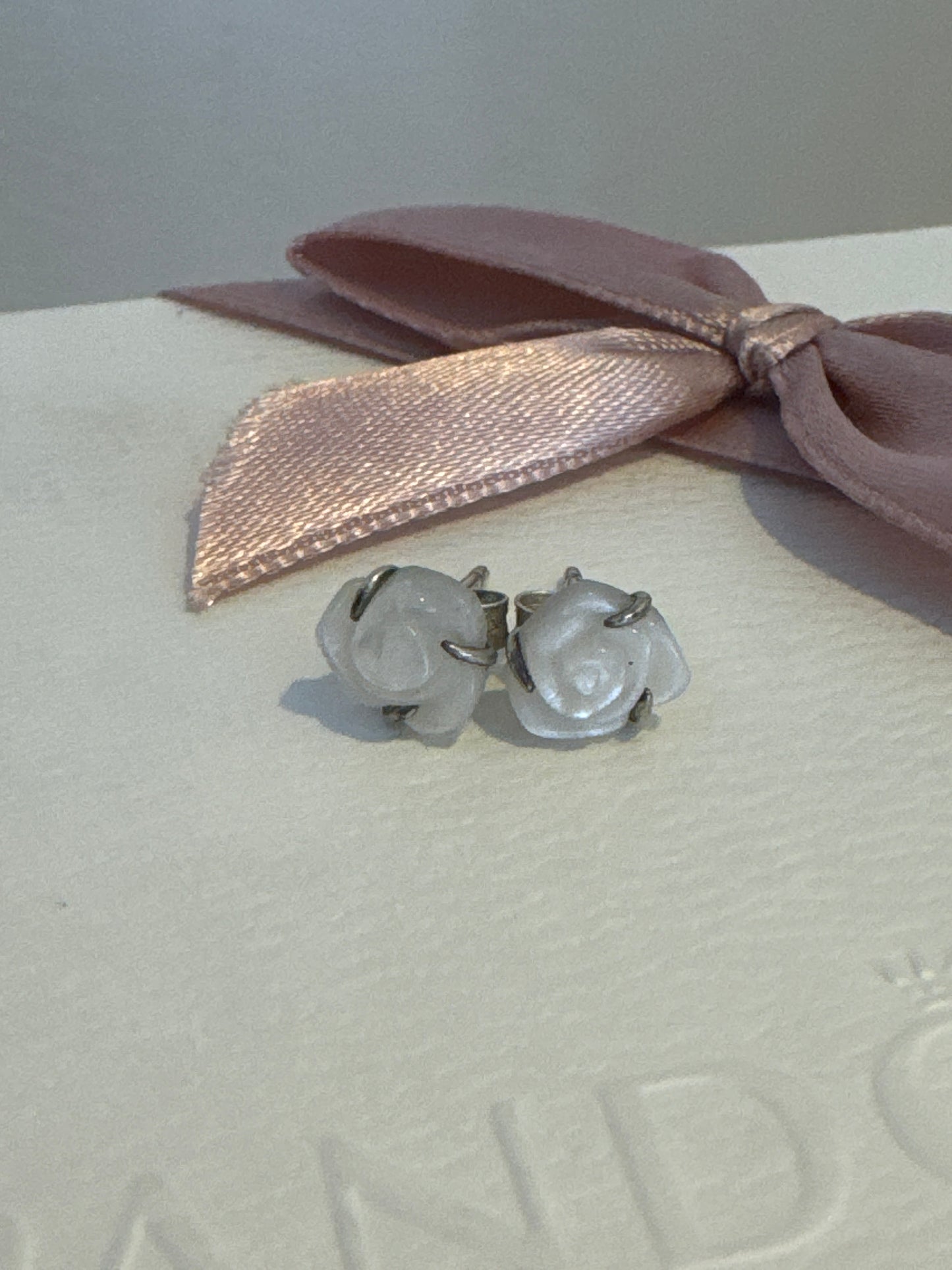 Genuine Pandora Rose in Bloom White Rose New Style Stud Earrings