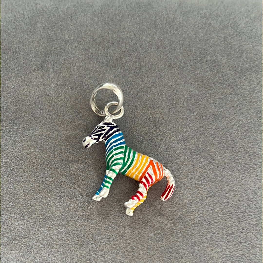 Genuine Links of London Rare Rainbow Zebra Dangle Charm