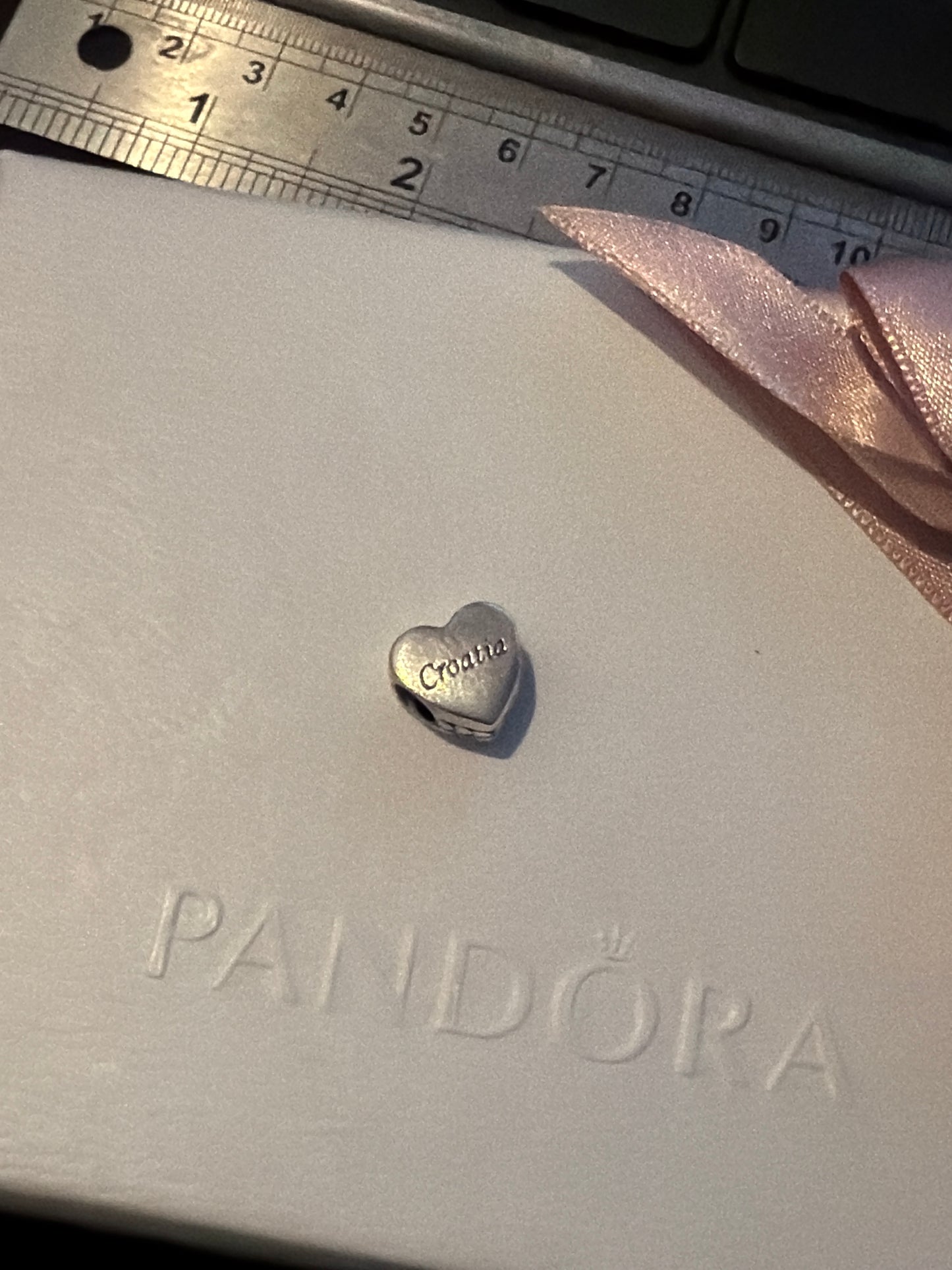 Genuine Pandora Chequerboard Croatia Heart Travel Charm