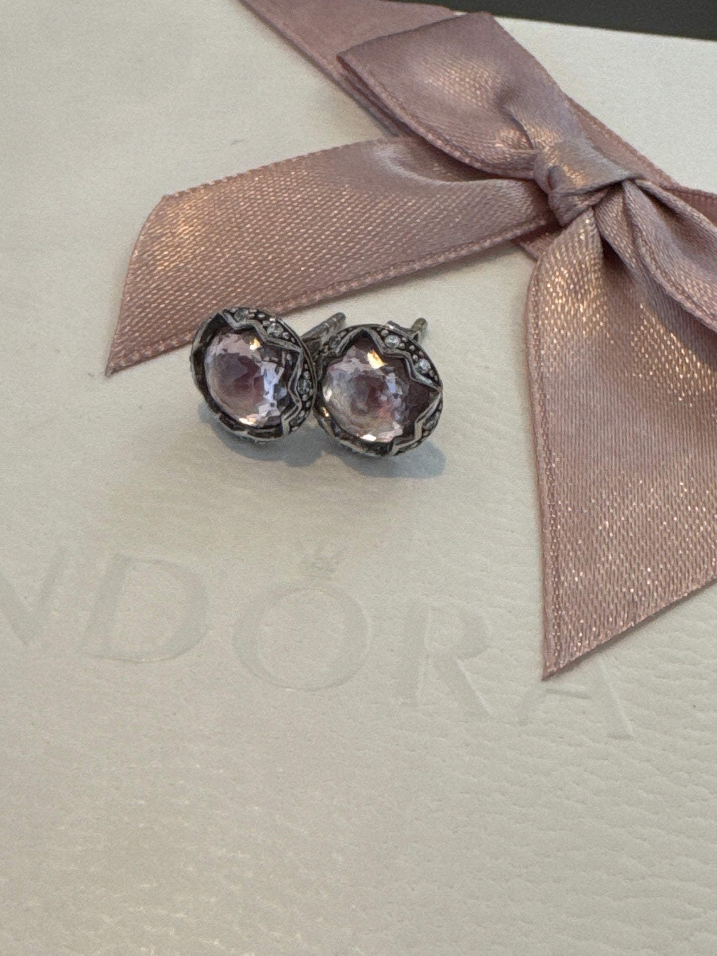 Genuine Thomas Sabo Sterling Silver Pink Pave Earrings