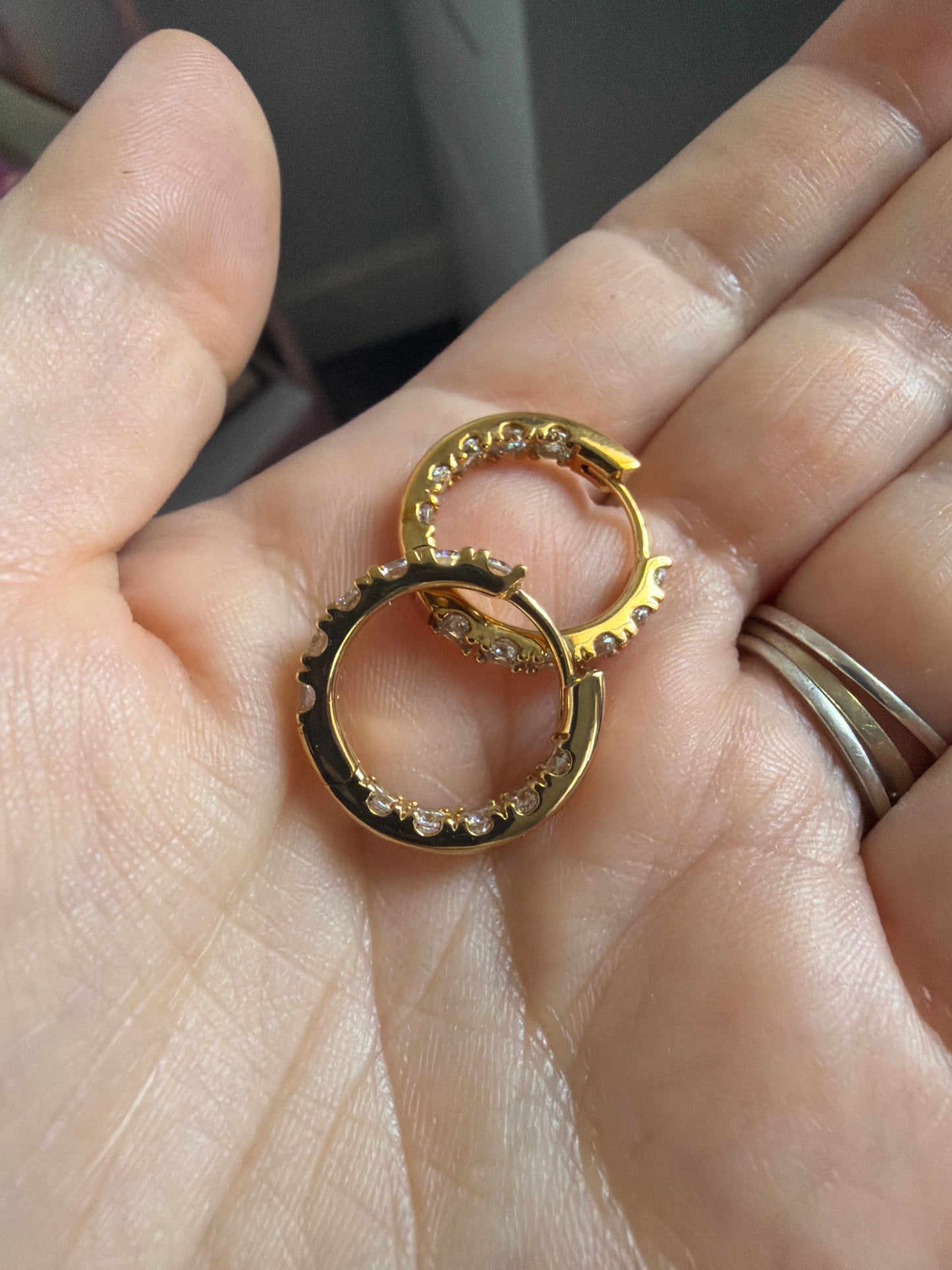 Genuine Pandora Shine Gold Sparkling Row Eternity Hoop Earrings