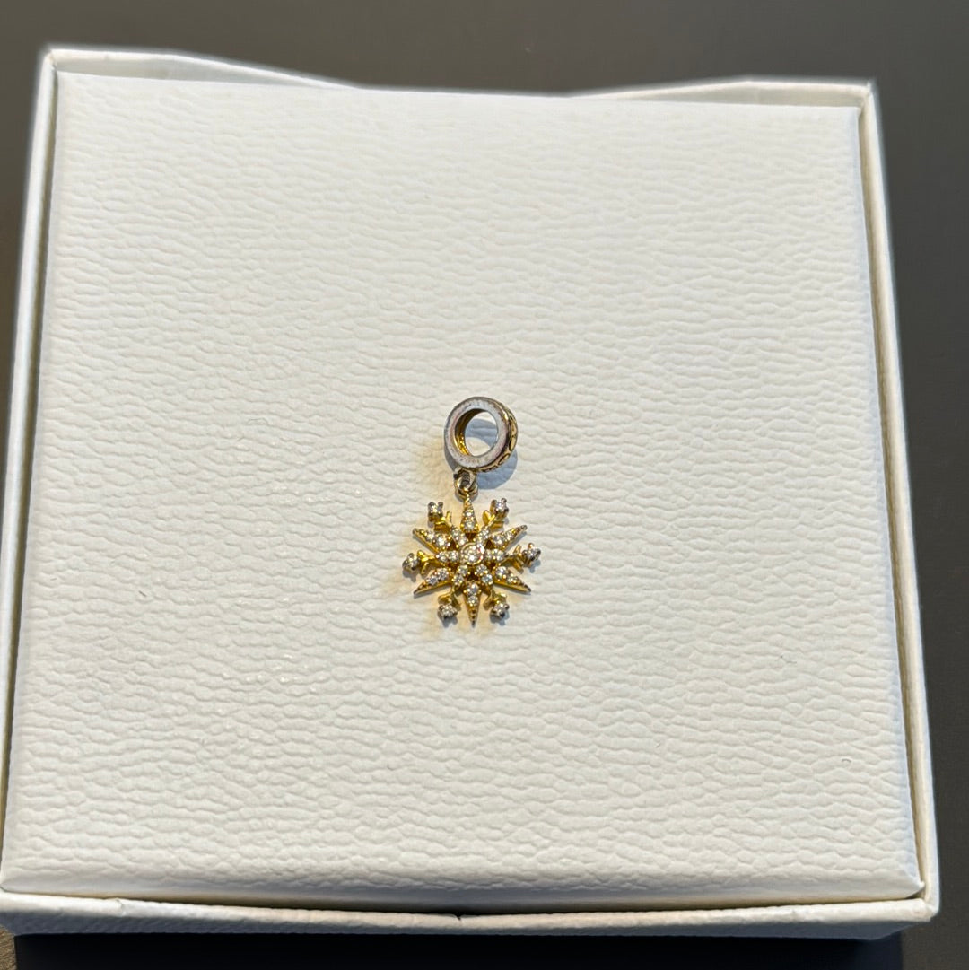 Genuine Gnoce Gold Toned Star Snowflake Dangle Charm