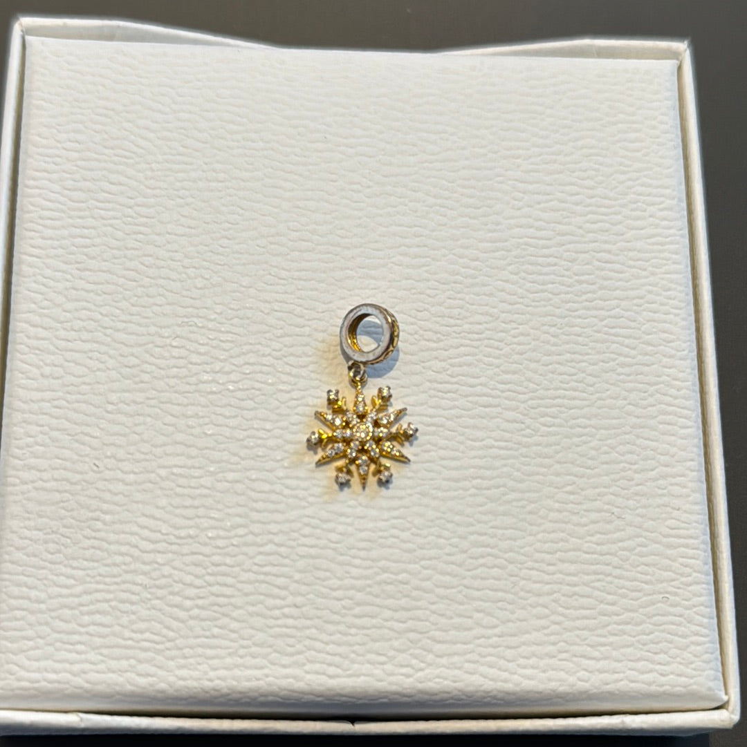 Genuine Gnoce Gold Toned Star Snowflake Dangle Charm
