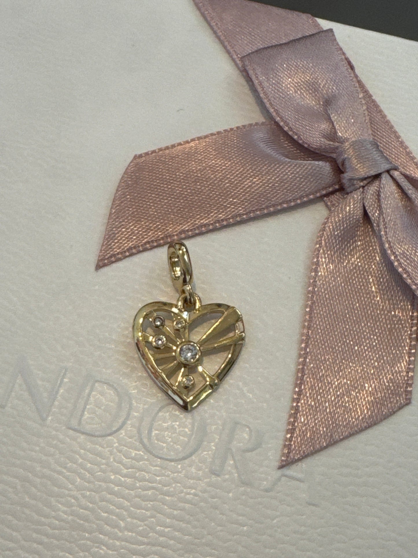 Genuine Pandora Me Shine Gold Pave Heart CZ Medallion Large Charm