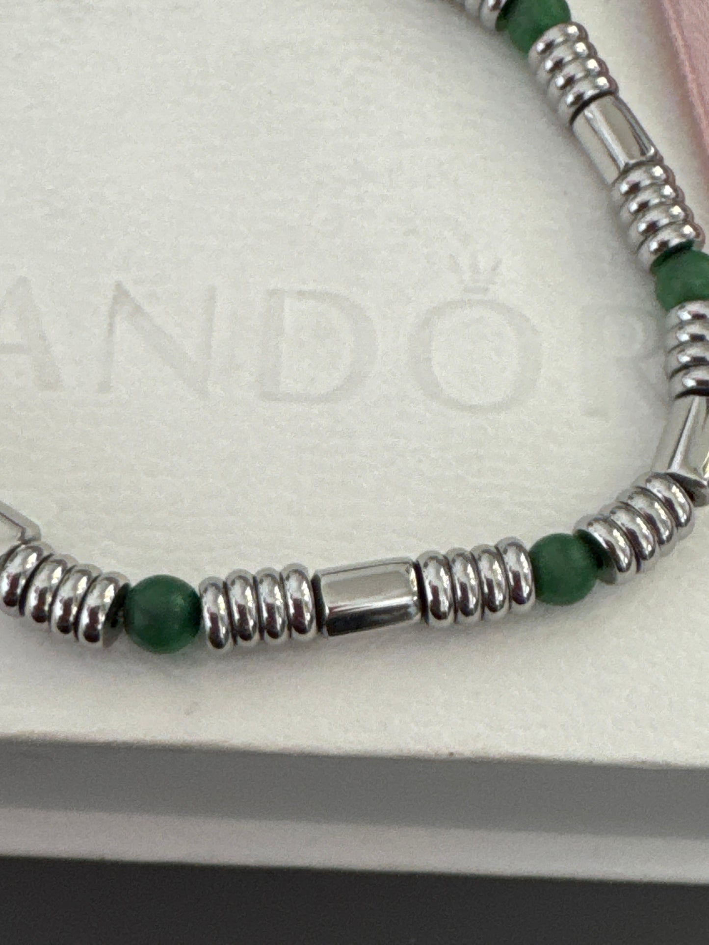 Genuine Nomination Stainless Steel With Green Stone Bracelet Adjustable 18.5cm-21cm