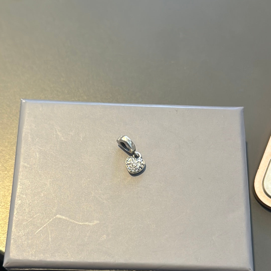 Genuine Chamilia Small Pave Clear Heart Dangle Charm