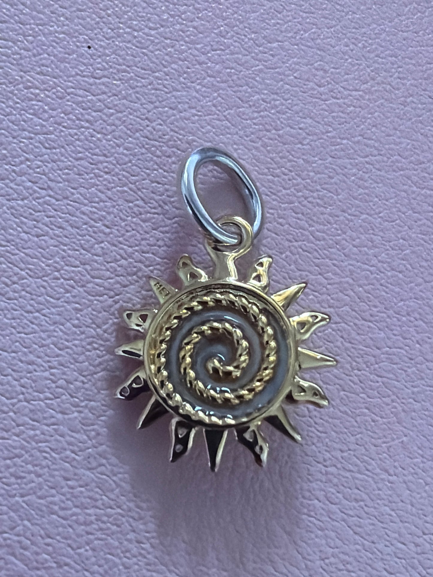 Genuine Pandora Two Tone Swirling Sun Pave Glass Charm Pendant