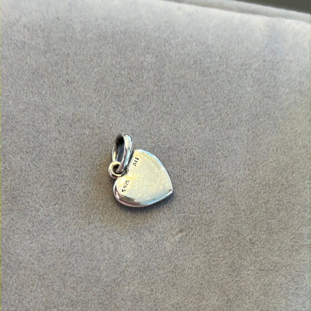 Genuine Pandora Pave Heart Logo Dangle Pendant Charm