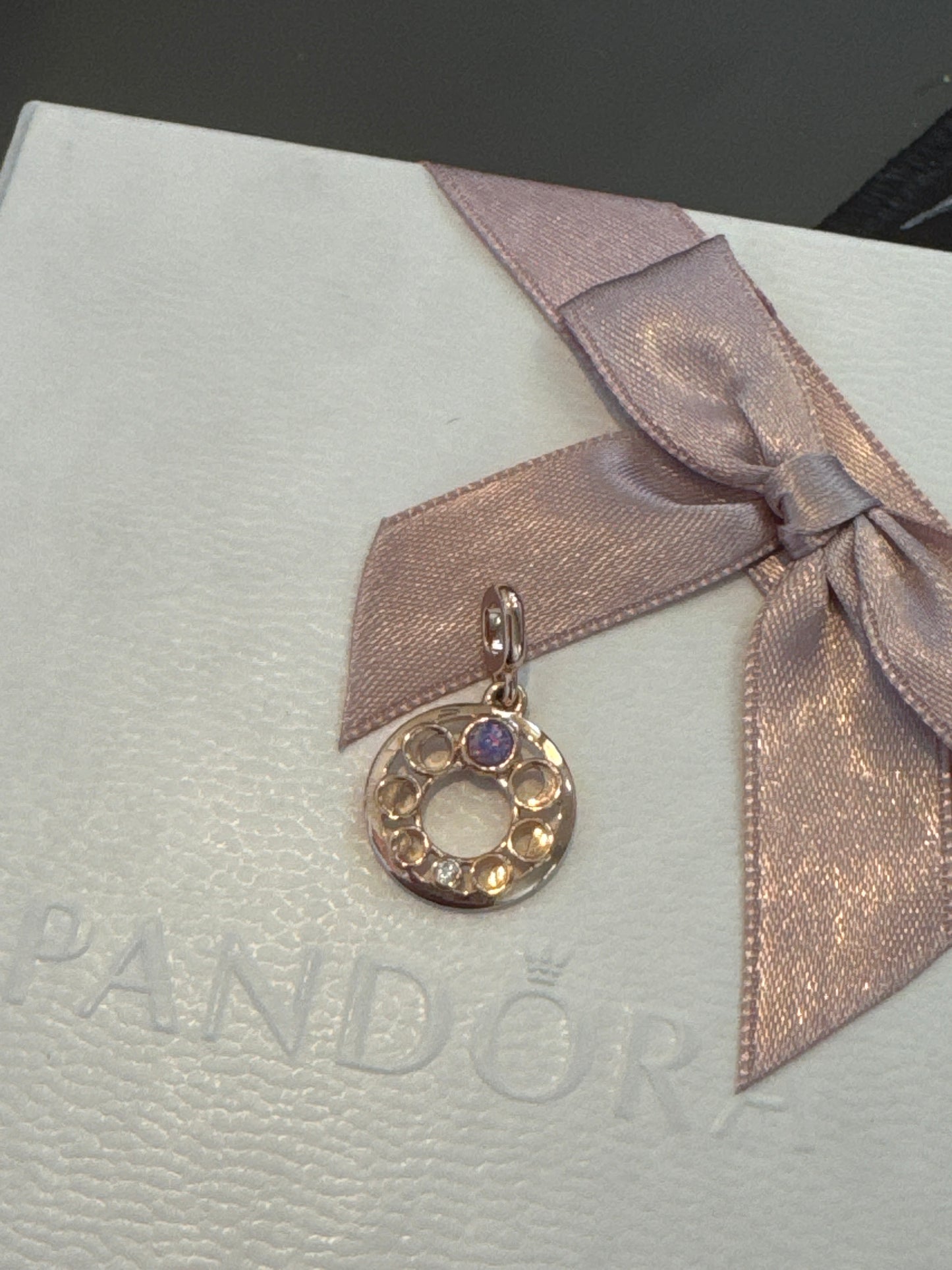 Genuine Pandora Me Rose Gold Lunar Moon CZ Medallion Large Charm