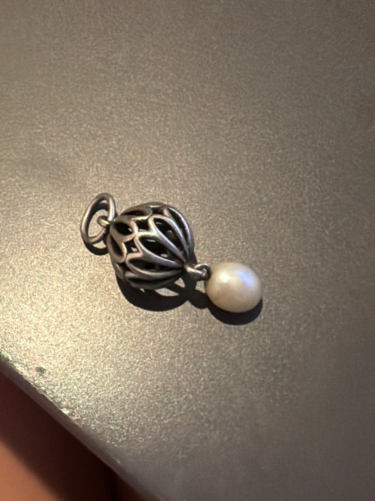 Genuine Pandora Cultured Freshwater Pearl Pendant Charm Large HTF RARE