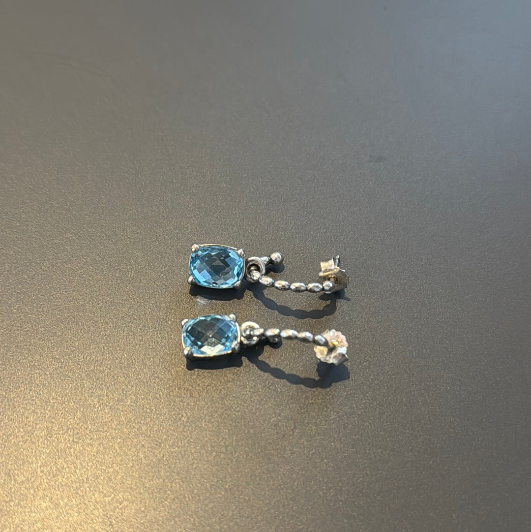 Genuine Pandora Topaz Breeze Beaded Dangle Hoops RARE HTF Earrings