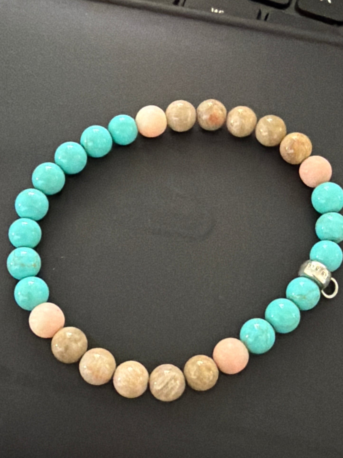 Genuine Thomas Sabo Charm Clasp Turquoise, Pink & Brown Bead Bracelet