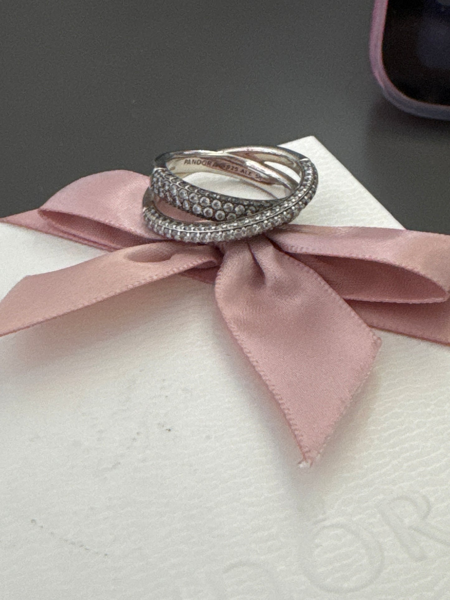 Genuine Pandora  Pave Timeless Crossover Dual CZ Ring Size 58